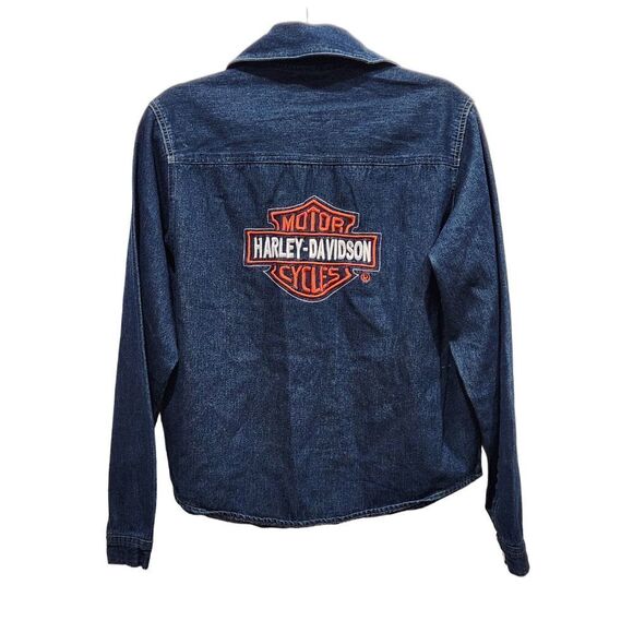 Harley Davidson Boys Denim Button Up Long Sleeve Logo Shirt Jacket, XL/20 - Picture 8 of 12